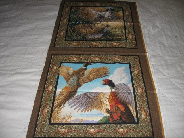 Image 1 of Pheasant Hunting dog pillow panels set off two