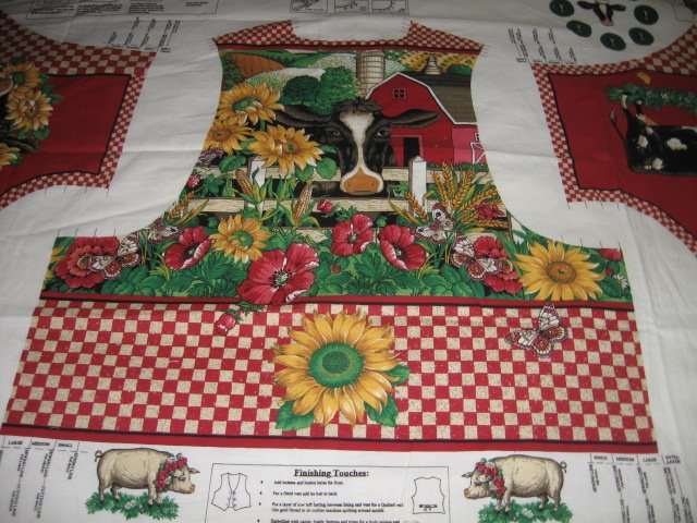 vest cotton fabric to sew cow sunflower American homestead