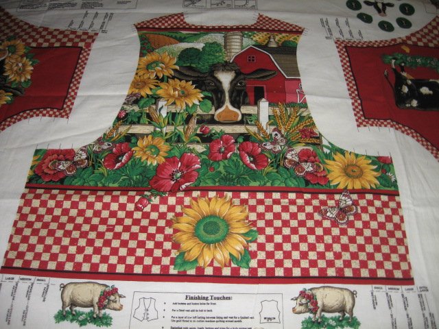 Image 0 of vest cotton fabric to sew cow sunflower American homestead