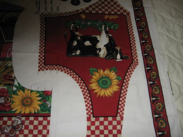 Image 2 of vest cotton fabric to sew cow sunflower American homestead