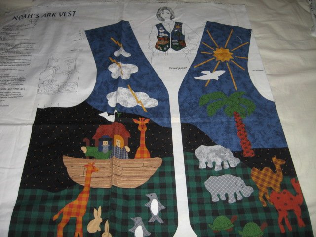 vest Noah's Ark cotton fabric to sew for kids six to18 to 20