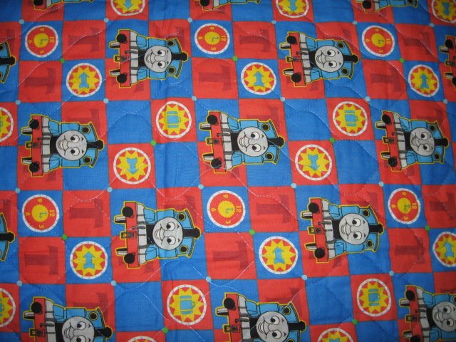 Image 2 of Train Thomas the tank blanket quilted fabric  