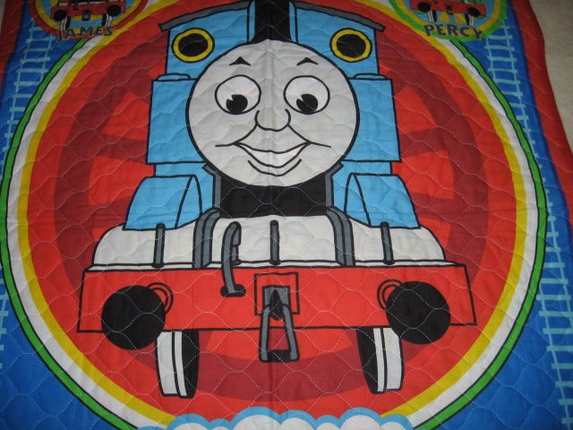 Image 1 of Train Thomas the tank blanket quilted fabric  