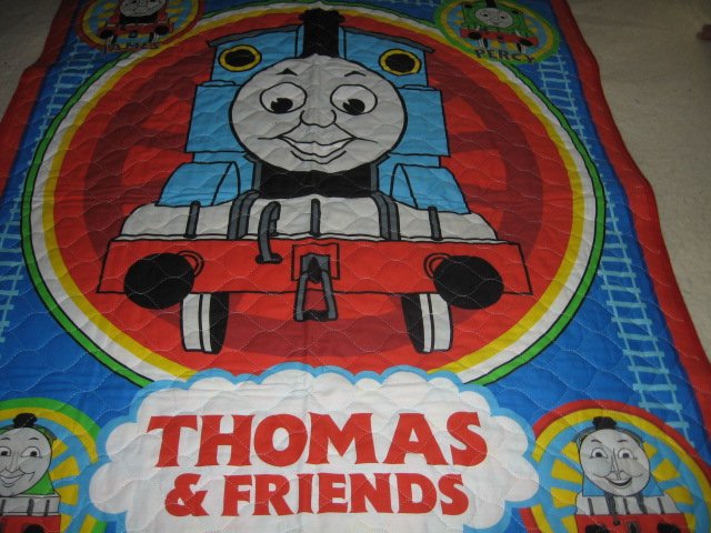 Image 0 of Train Thomas the tank blanket quilted fabric  