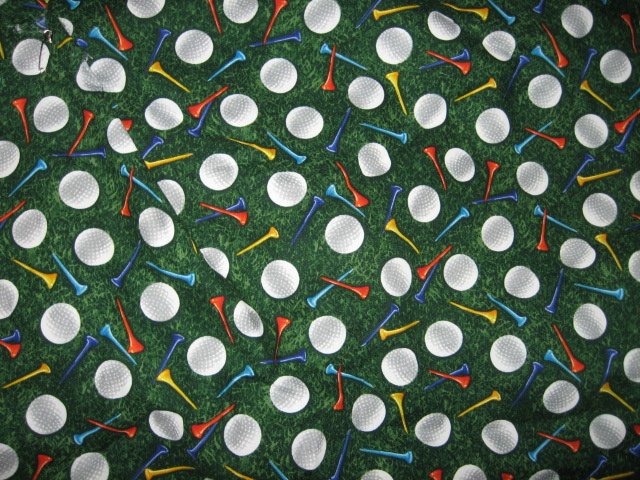 golf balls green cotton fabric by the yard