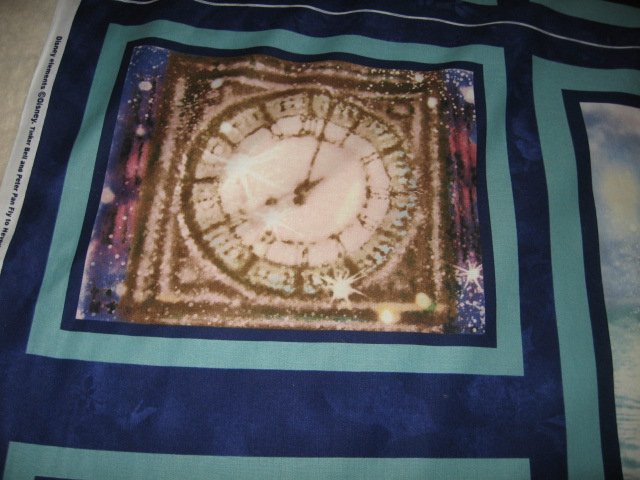 Image 1 of Peter Pan Wendy friends clock fabric panel 44 inch by 23 inches
