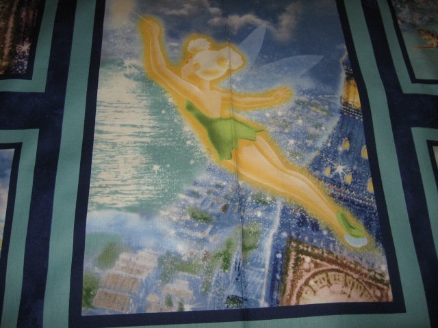 Image 2 of Peter Pan Wendy friends clock fabric panel 44 inch by 23 inches