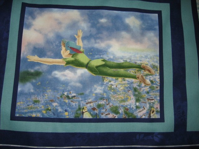 Image 3 of Peter Pan Wendy friends clock fabric panel 44 inch by 23 inches