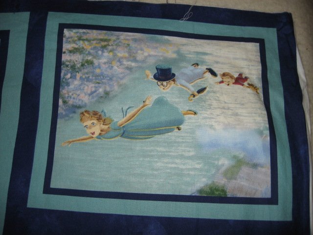 Image 4 of Peter Pan Wendy friends clock fabric panel 44 inch by 23 inches