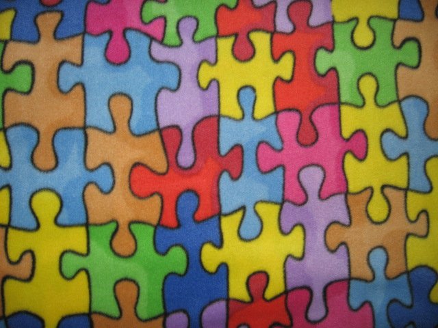 Image 0 of autism simulated puzzle pieces large fleece blanket