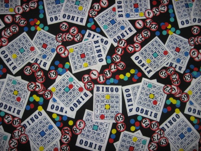 Image 0 of Bingo Cards Balls Fabric pictures Out of print Large piece