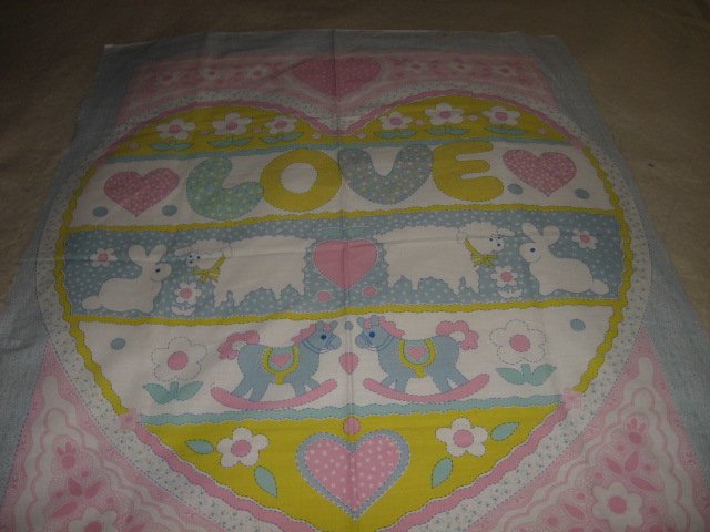 Image 1 of Love Heart Rocking Horse Fabric Wall Panel to sew 