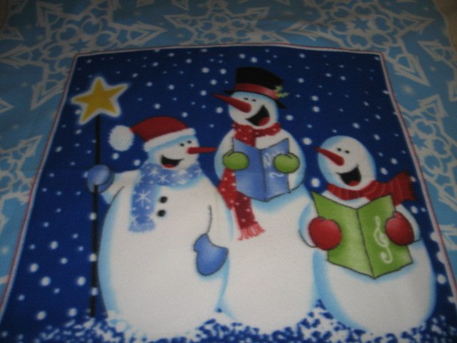 Image 0 of Snowman carols Christmas night fleece blanket