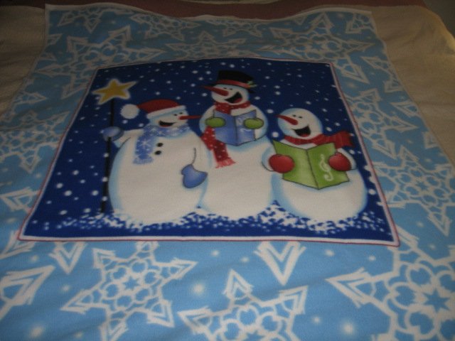 Image 1 of Snowman carols Christmas night fleece blanket