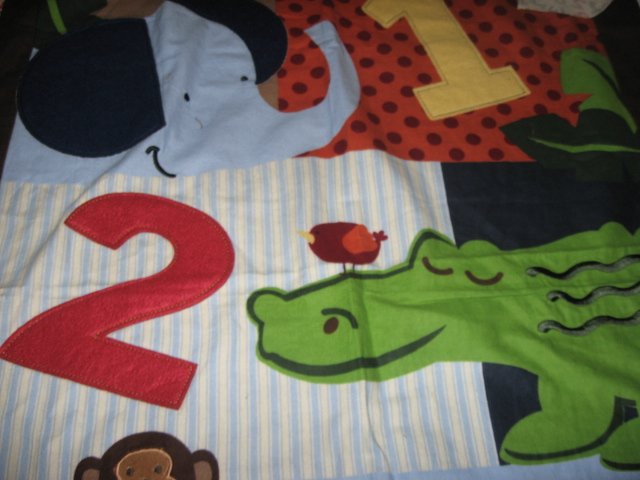 Baby jungle animals numbers felt flannel embroidery panel