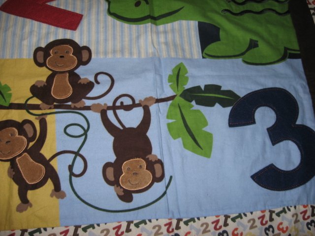 Image 1 of Baby jungle animals numbers felt flannel embroidery panel