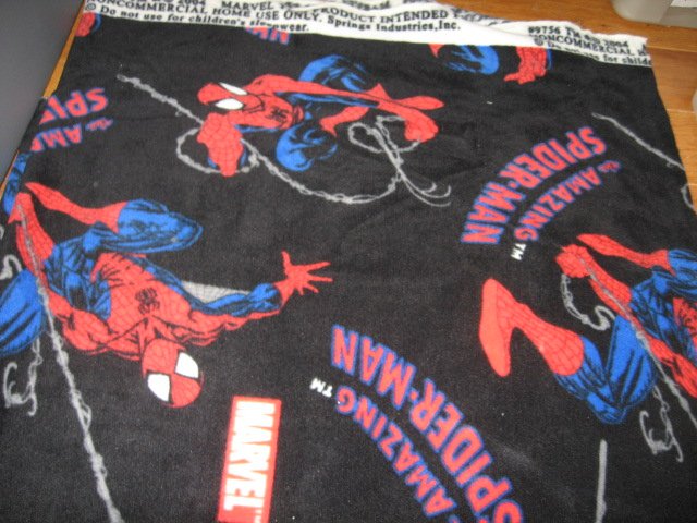 Image 2 of Spiderman Web Amazing Marvel Black Fleece Fabric