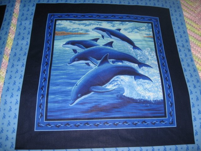 Whales four sea ocean coral Fabric pillow panel set ot two