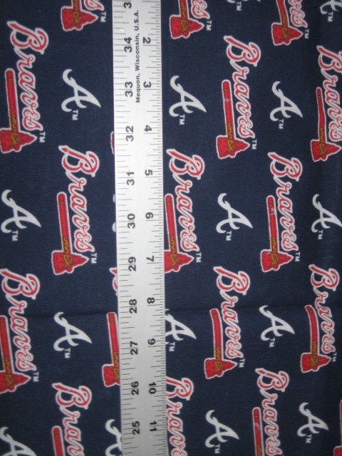 Image 1 of Atlanta Braves baseball cotton fabric 56 by 22 in