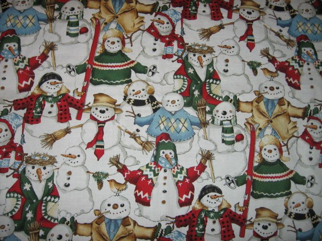 Christmas snowmen cotton fabric 