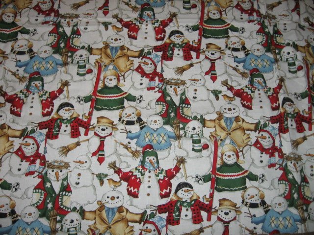 Image 1 of Christmas snowmen cotton fabric 