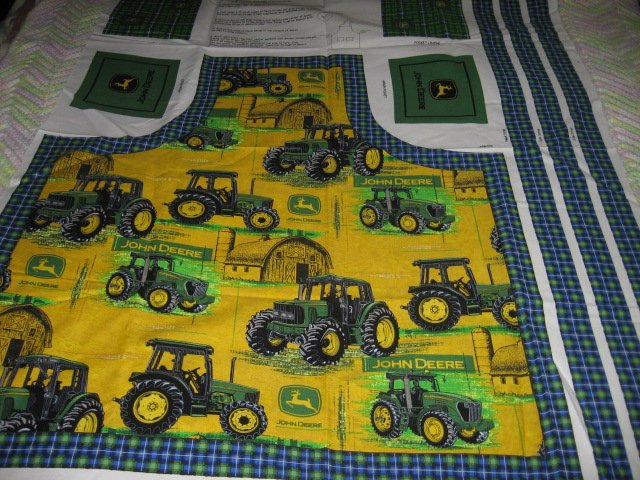 Image 0 of John Deere Tractor Barbeque Fabric Apron apron to sew