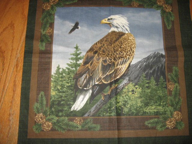 Image 0 of  eagle  flying  mountains  fabric panel to sew