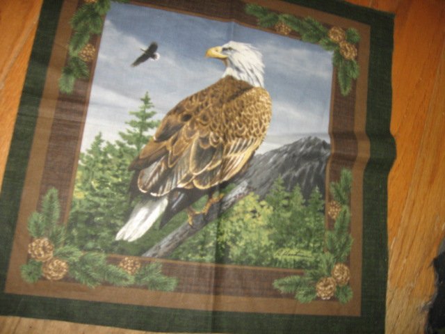 Image 1 of  eagle  flying  mountains  fabric panel to sew