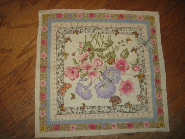 Butterflies Dragonflies floral fabric pillow panels to sew