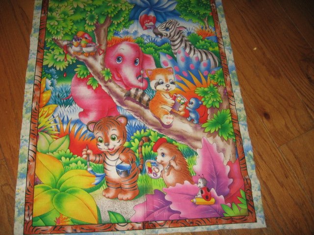 Image 0 of baby jungle fabric large pillow panel to sew