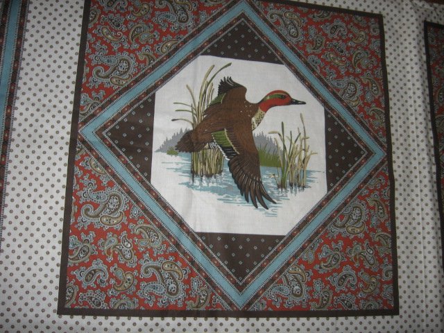 Marsh land Duck two of same fabric pillow panels to sew 