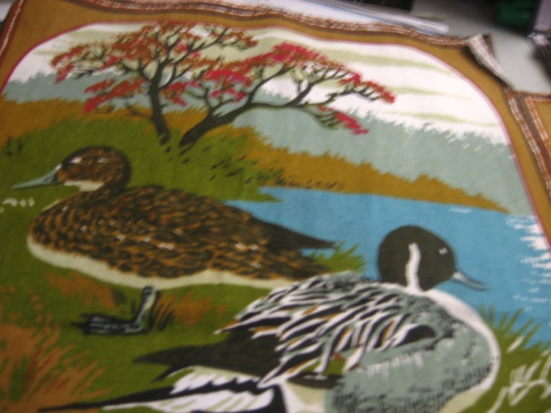 Image 0 of  beautiful ducks trees marsh fabric two  panels to sew