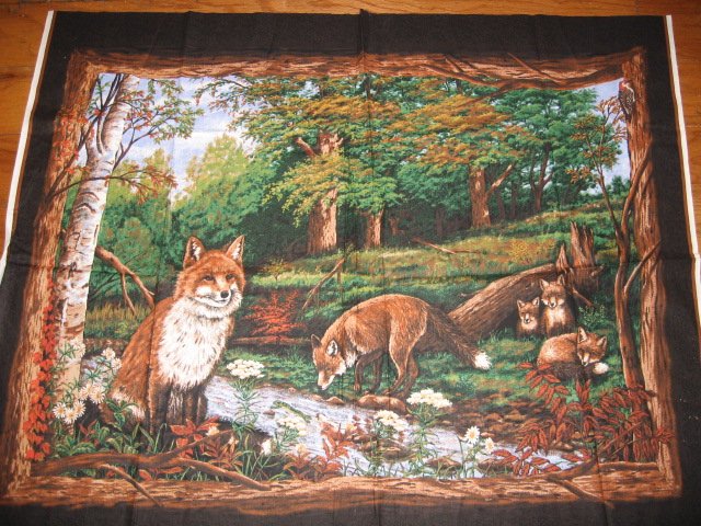 Image 0 of A1 Red Fox Family Fabric Wall Panel