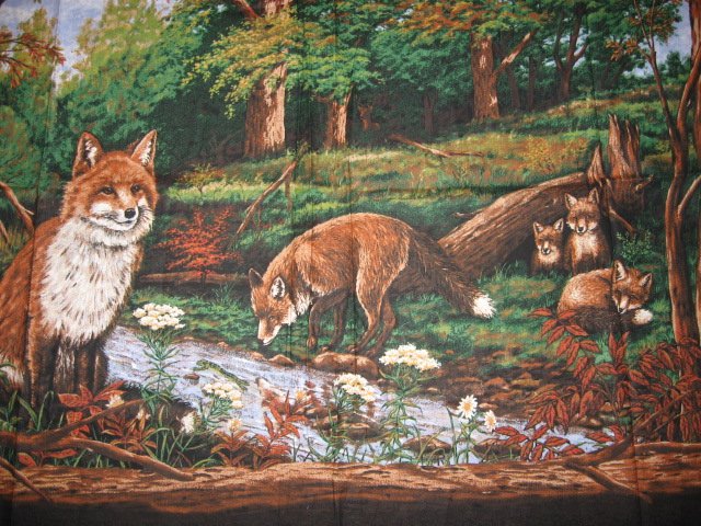 Image 2 of A1 Red Fox Family Fabric Wall Panel