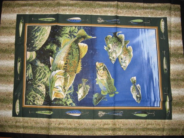 Image 1 of A1 Lake fish Trout Bass Crappie fabric wall panel