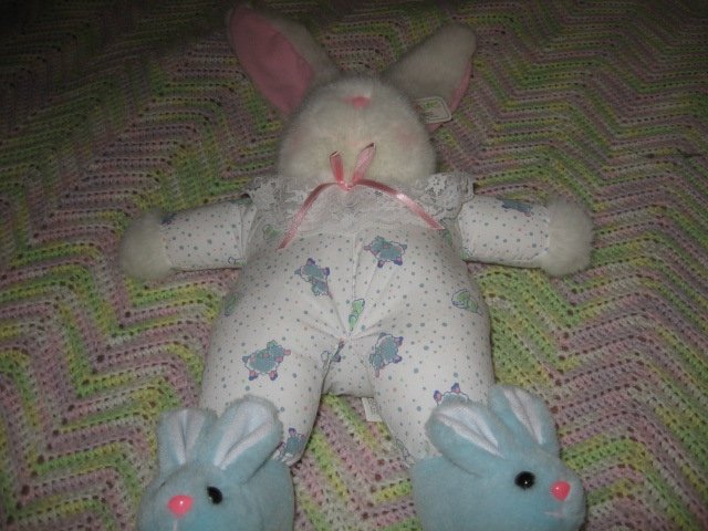 Image 0 of Easter Bunny for little girl with cute Bunny Booties with faces