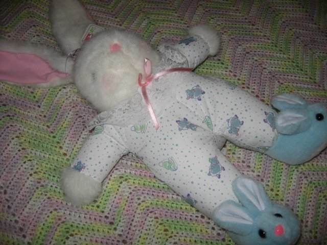 Image 1 of Easter Bunny for little girl with cute Bunny Booties with faces