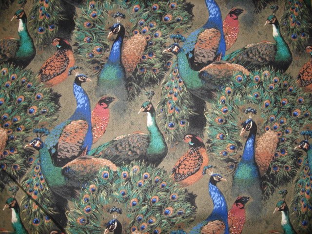Image 1 of Peacock plumage overall cotton fabric yardage