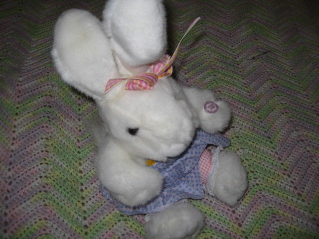 Image 2 of Easter Bunny girl Cotton Dress plush sits batteries Sings