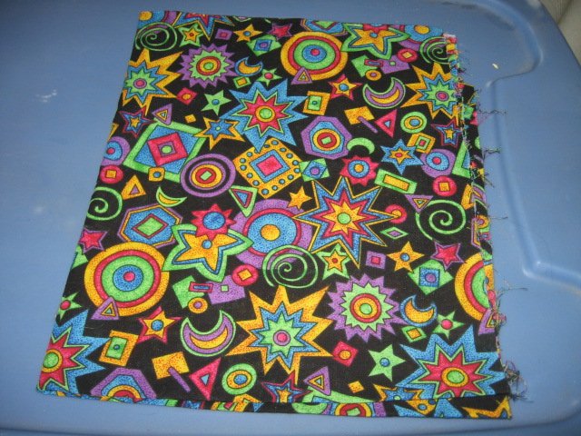 Image 0 of Mary Engelbreit Neon Colored Geometric Shapes overall fabric 44 inch by 18 inch