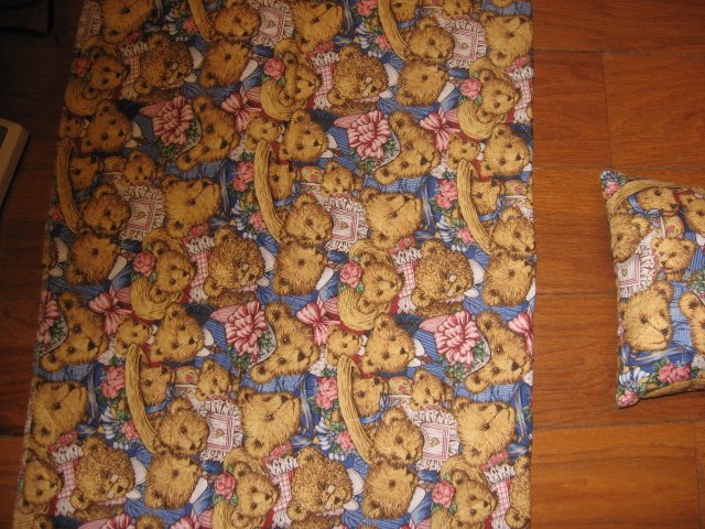 Image 1 of Teddy bear Collage Double sided quilt with matching pillow