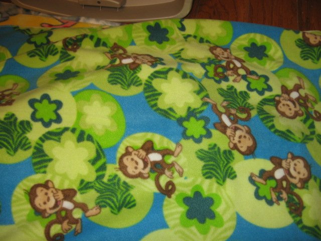 monkey green decorated circles fabric