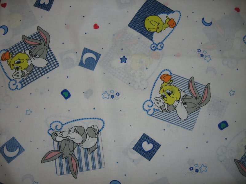 Image 1 of Looney Tunes Baby Bugs Tweety 100% cotton fabric by the 1/2 yard rare
