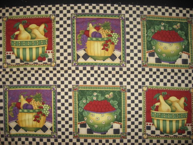 Debbie Mumm Plums Squash Grapes Strawberry Fruit Fabric pillow panel set of six 