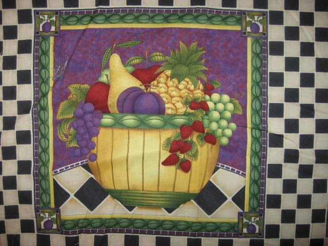 Image 1 of Debbie Mumm Plums Squash Grapes Strawberry Fruit Fabric pillow panel set of six 