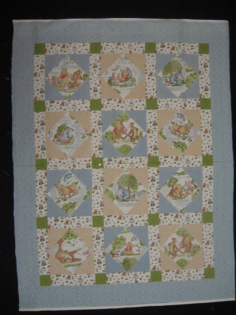 Image 1 of Winnie the Pooh Tigger piglet Eeyore Windy Day Crib Quilt Fabric Panel to sew