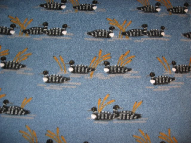 Loons birds on Lake Cattails  bed Size Fleece blanket 44 X 60   