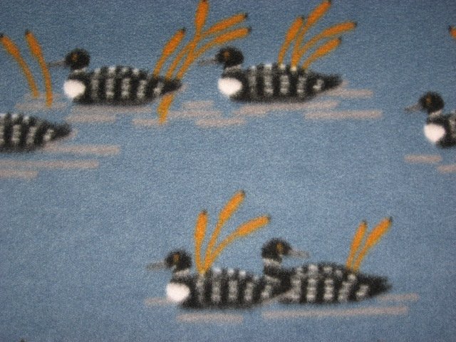 Image 1 of Loons birds on Lake Cattails  bed Size Fleece blanket 44 X 60   
