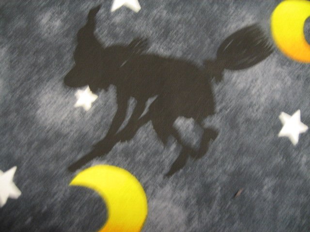 Image 1 of Halloween Witches broom bats moons stars Cotton fabric by the yard 