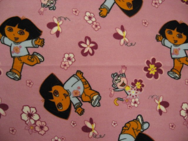 Image 0 of Dora and monkey mauve baby blanket Handmade with licensed fleece